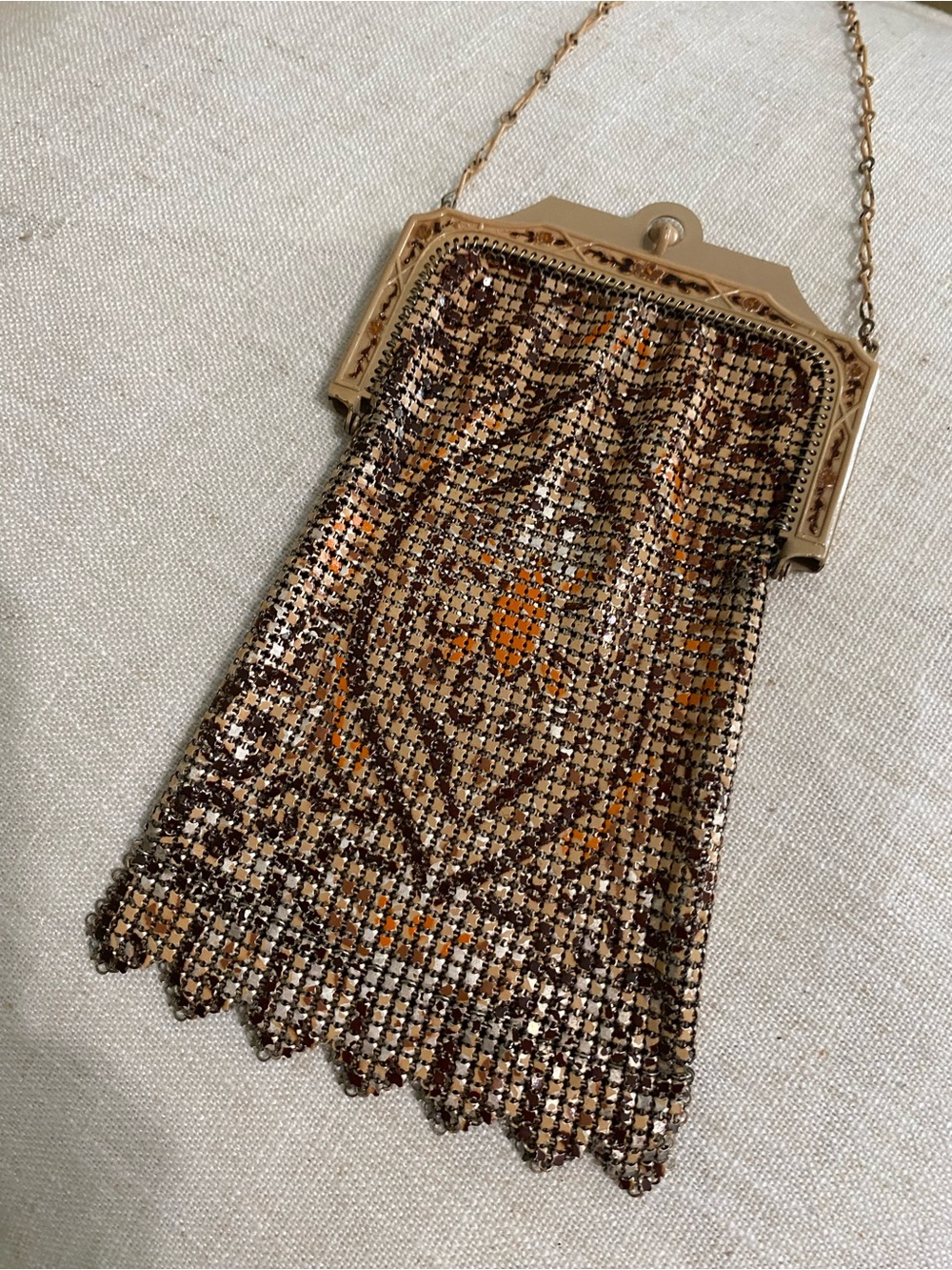 Vintage Whiting & Davis 1920’s Art Deco evening bag mesh enamel